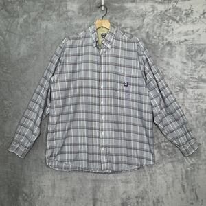 Cinch Shirt Mens Medium Gray Blue Plaid Button Down Western Rodeo Cotton Casual